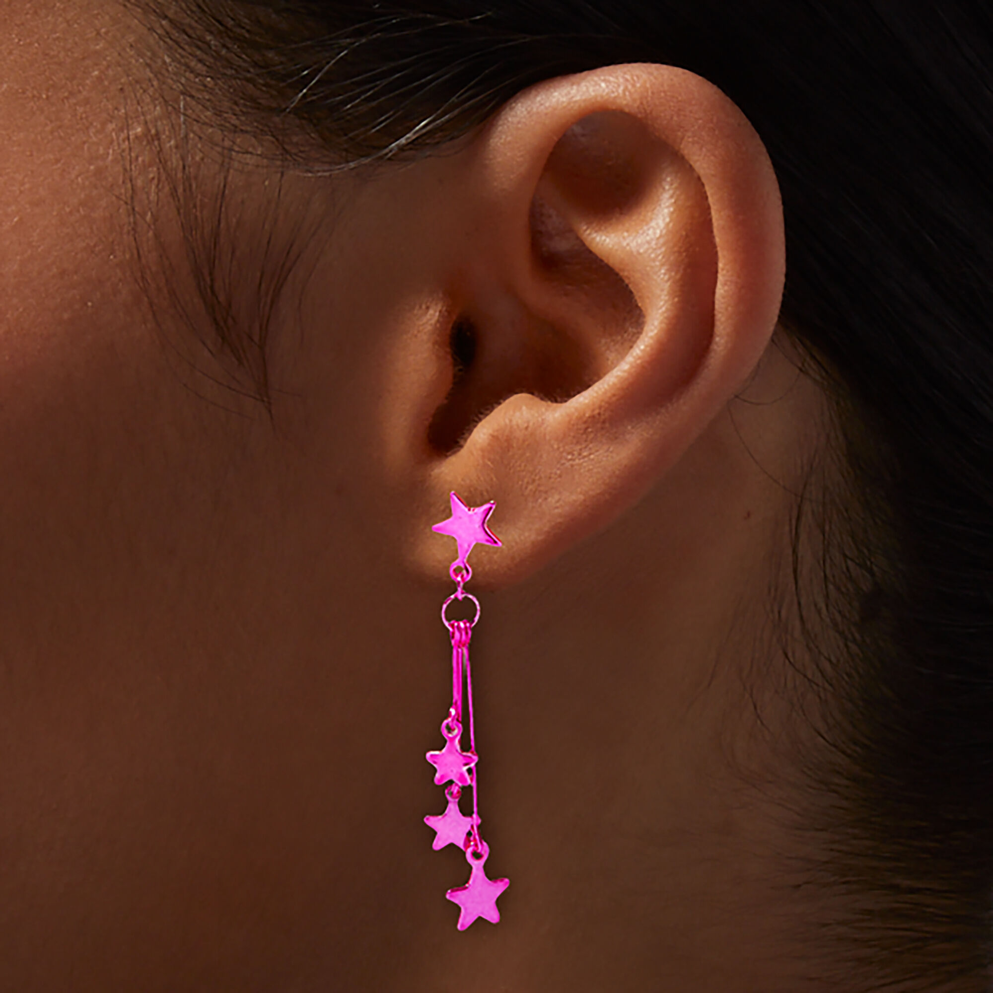 Pink Stars Drop Earrings ,