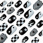 Black &amp; White Y2K Medium Oval Vegan Faux Nail Set - 24 Pack,
