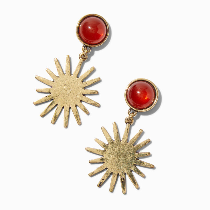 Gold-tone Sunburst 2&quot; Drop Earrings ,