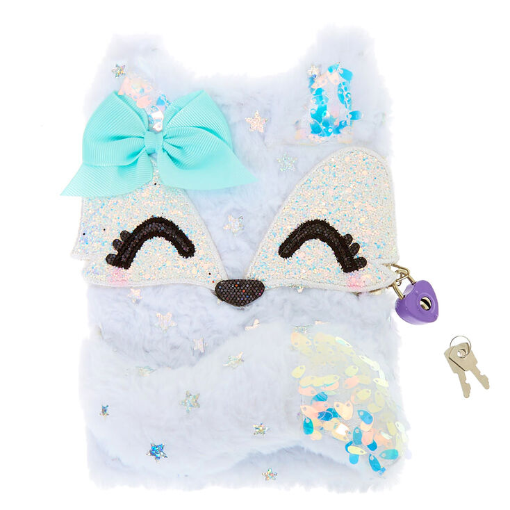Claire's Journal intime en peluche Trixie la renarde - Blanc