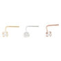 Mixed Metal 22G Nose Stud Set - 3 Pack,