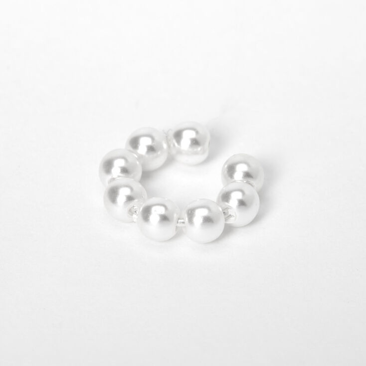 Claire's Manchette d'oreille classique avec perles d'imitation - Ivoire