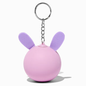 Porte-cl&eacute;s boule anti-stress lapin rose,