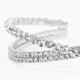Silver Bezel Rhinestone Criss Cross Cuff Bracelet,