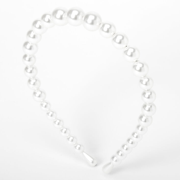 Claire's Serre-tête avec grosses perles d'imitation couleur ivoire