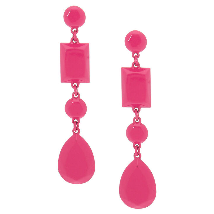 3&quot; Bright Shape Drop Earrings - Pink,