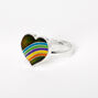 Bague d&rsquo;humeur c&oelig;ur arc-en-ciel couleur argent&eacute;e,