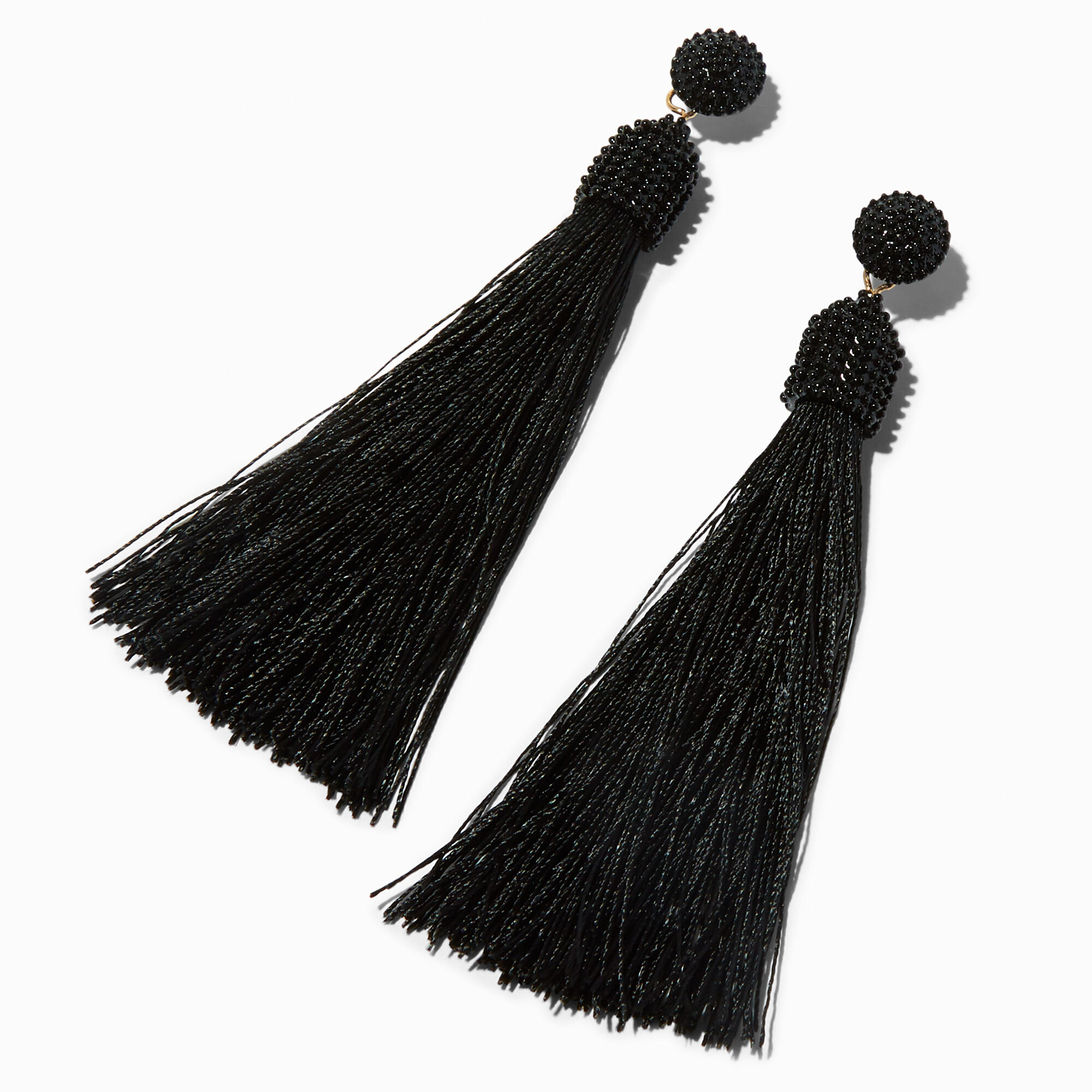 View Claires Tassel 35 Drop Earrings Black information