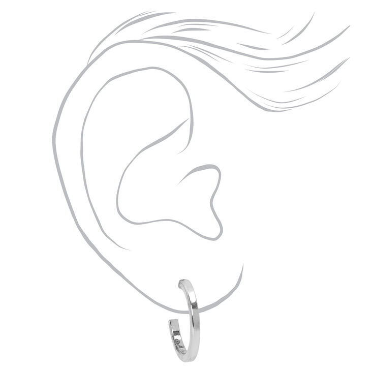 Silver Mixed Hoop Earrings and Ear Cuff Set - 6 Pack,