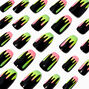 Glow in the Dark Rainbow Drip Coffin Vegan Faux Nail Set - 24 Pack,
