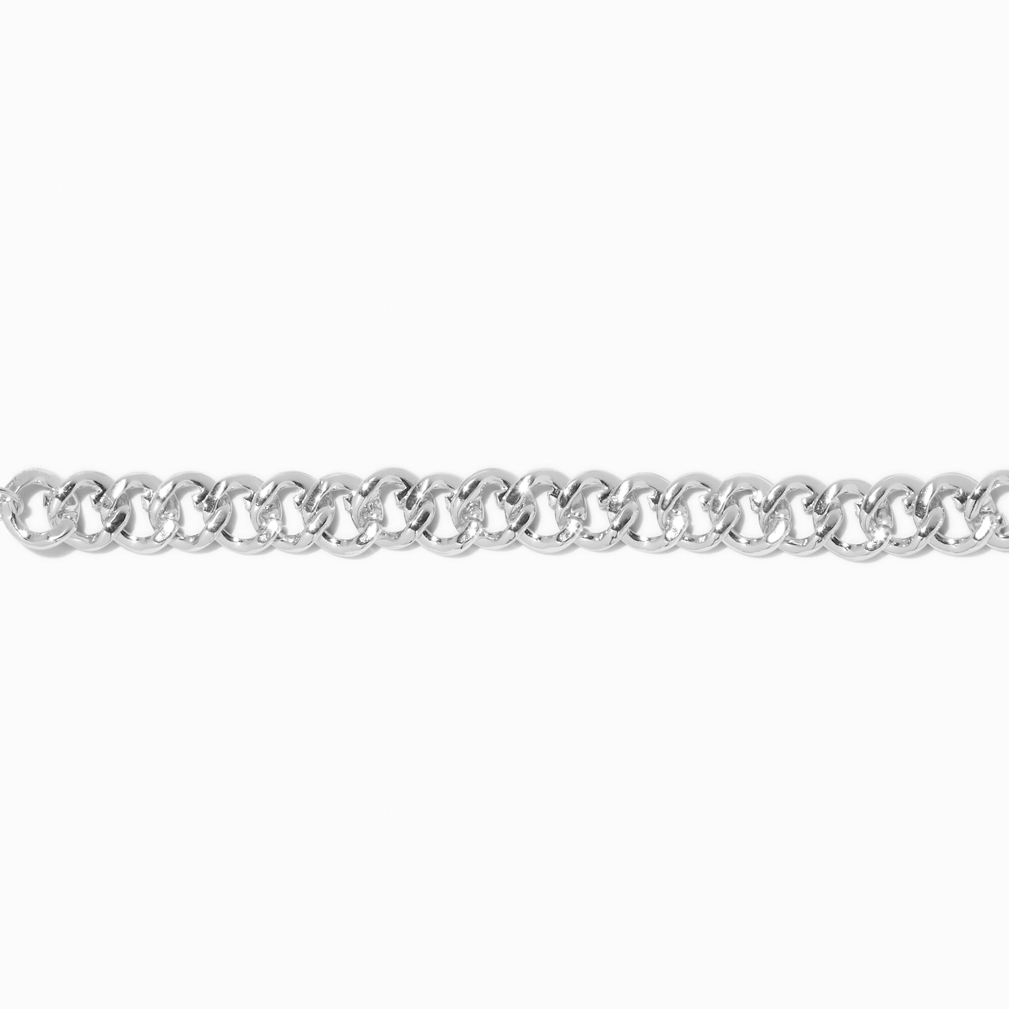 View Claires Tone Flat Curb Chain Choker Necklace Silver information