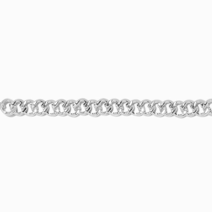 Silver-tone Flat Curb Chain Choker Necklace,
