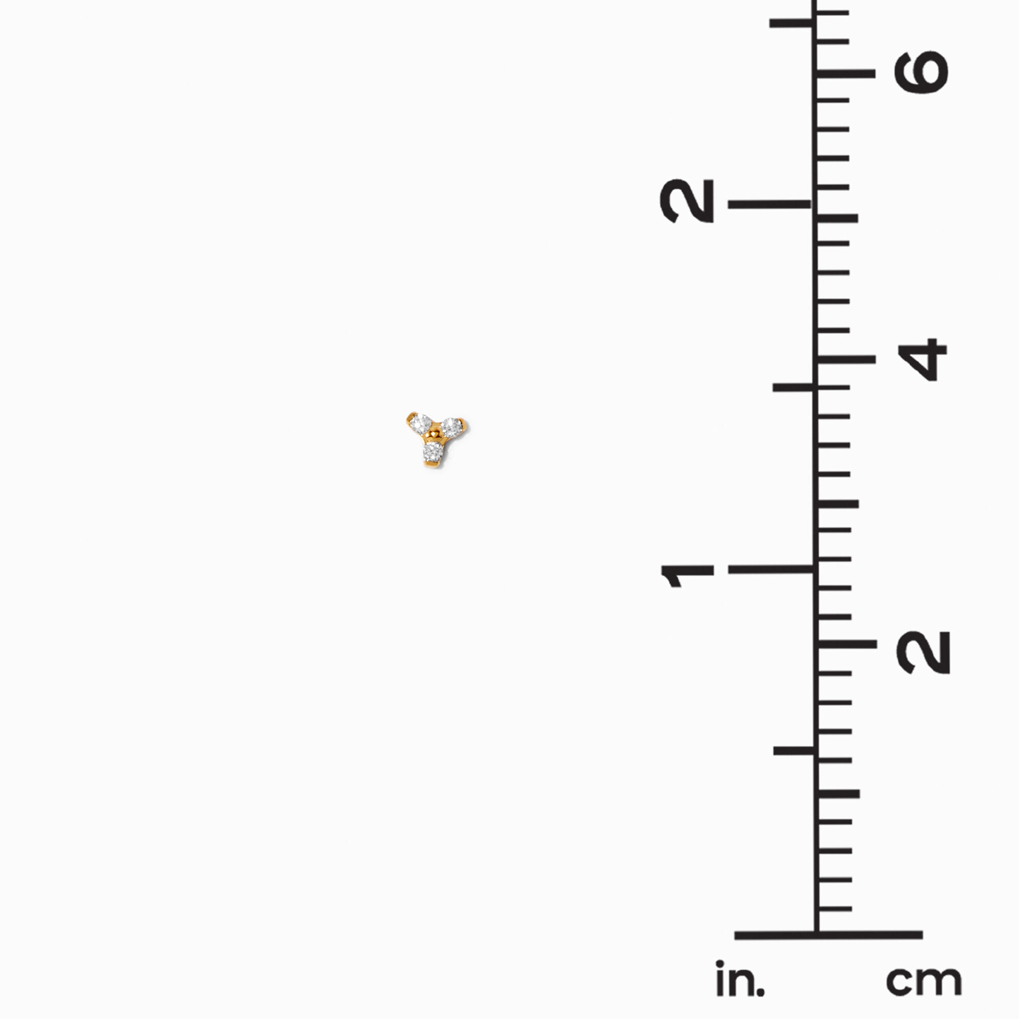 C LUXE by Claire's Gold-tone Titanium Cubic Zirconia Tripod Flat Back Stud Earrings,