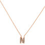Collier &agrave; pendentif initiale ornement&eacute; couleur dor&eacute; rose - N,