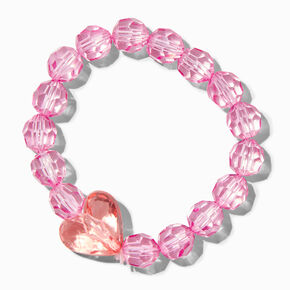 Claire&#39;s Club Pink Heart Beaded Stretch Bracelet,