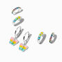 Boucles d&rsquo;oreilles superposables huggies papillon arc-en-ciel couleur argent&eacute;e - Lot de 3,