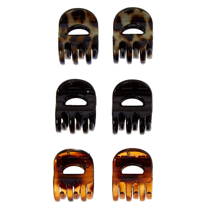 Solid Leopard Print Hair Claws - 6 Pack,