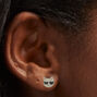 Sterling Silver Glitter Cat Stud Earrings,