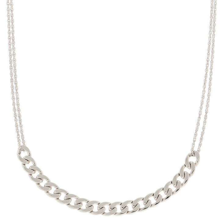 Silver Double Chain Necklace,