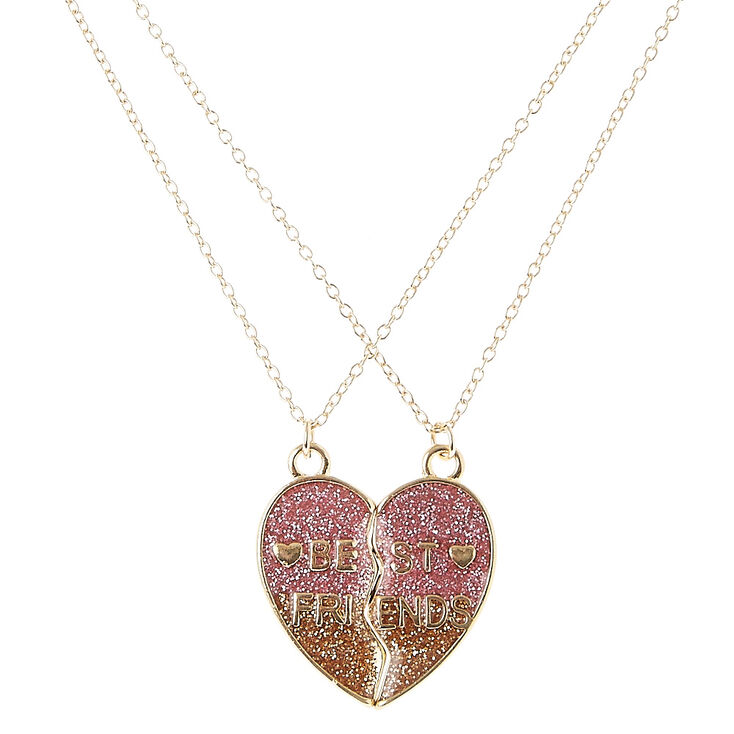 Best Friends Gold Glitter Split Heart Pendant Necklaces Claire S Us - Best Friends Split Pendant Best Friends Gold Glitter Split Heart Pendant Necklaces Claire S Us - Best Friends Split Pendant
