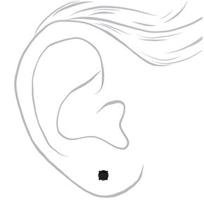 Black Cubic Zirconia 4mm, 5mm, &amp; 6mm Round Stud Earrings - 3 Pack,