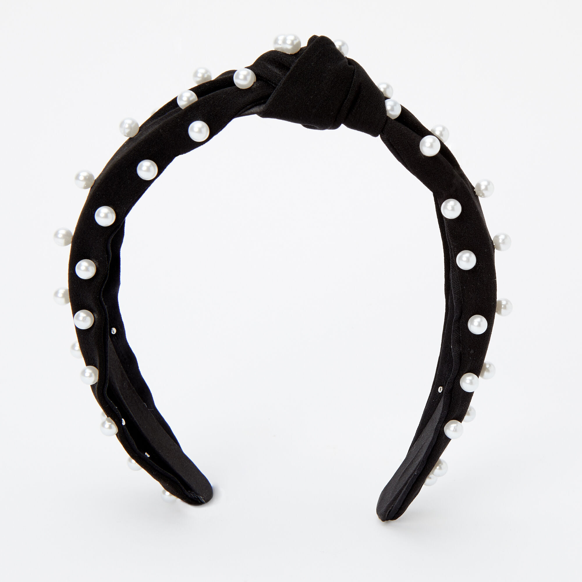 Pearl Embellished Knotted Headband - Black,