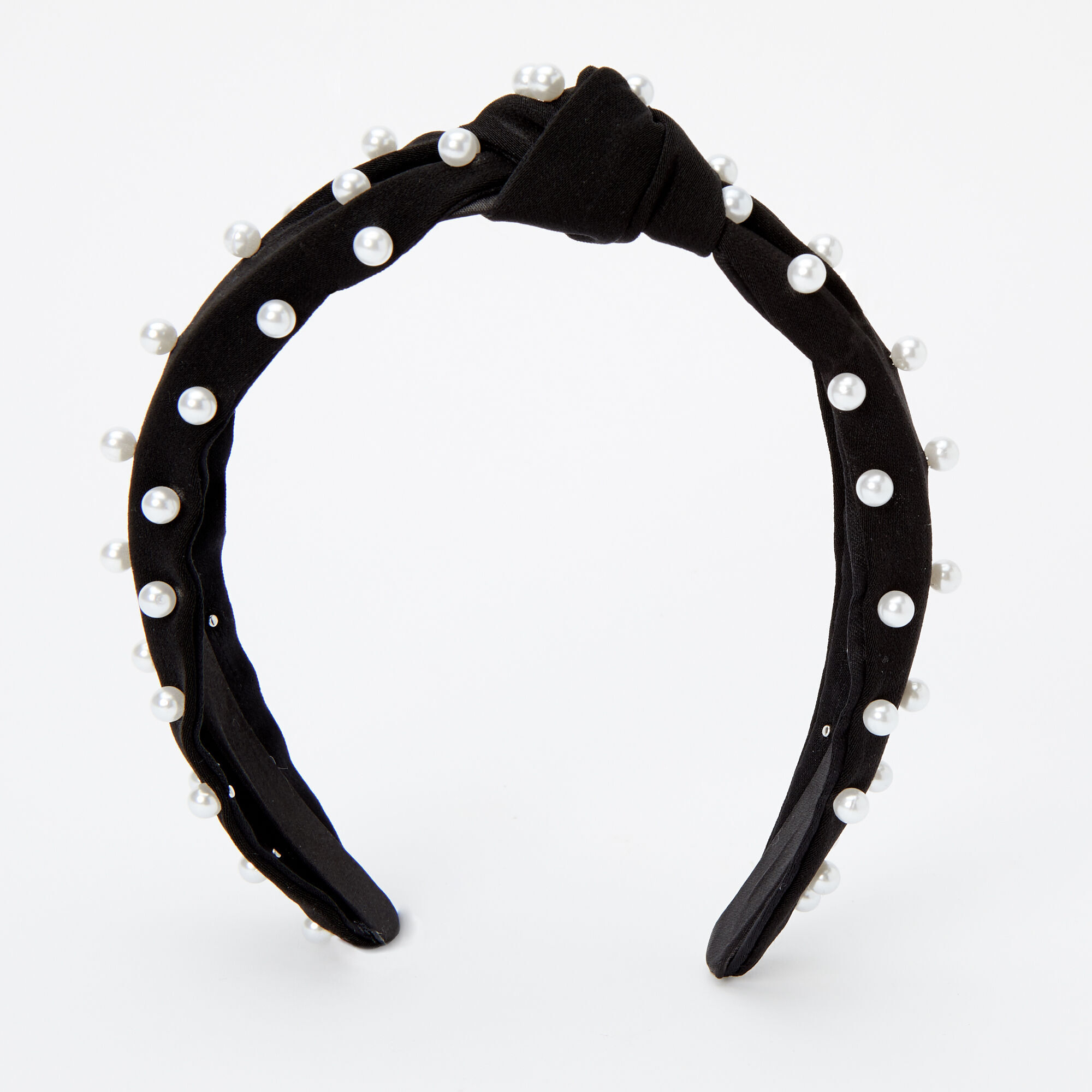 View Claires Pearl Embellished Knotted Headband Black information