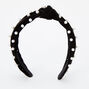 Pearl Embellished Knotted Headband - Black,