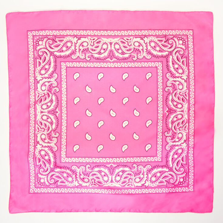 Paisley Bandana Headwrap - Neon Pink,