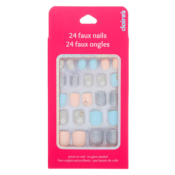 Winter Wonderland Square Press On Faux Nail Set - 24 Pack,