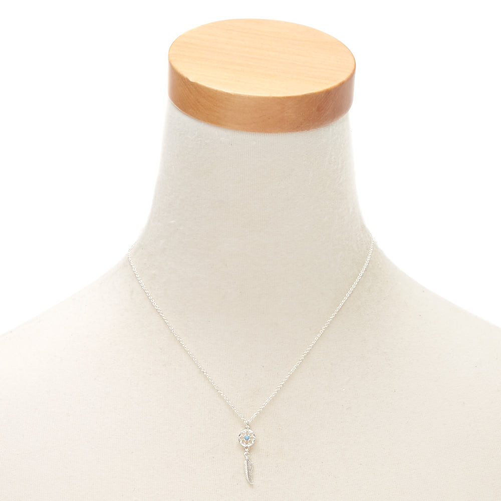 Silver Dainty Dreamcatcher Pendant Necklace,