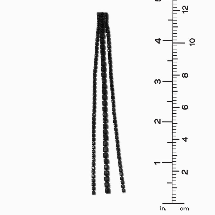 Jet Black Cubic Zirconia Linear 5&quot; Drop Earrings,