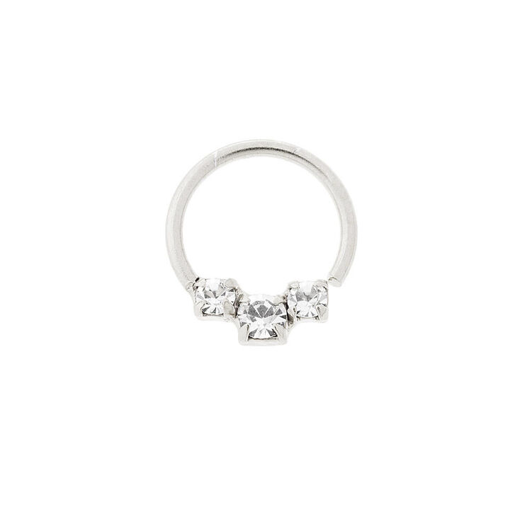 Sterling Silver 20G Crystal Cartilage Hoop Earring,