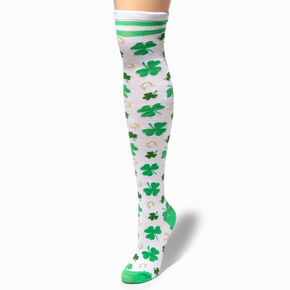 St. Patrick&#39;s Day Shamrocks Over the Knee Socks,