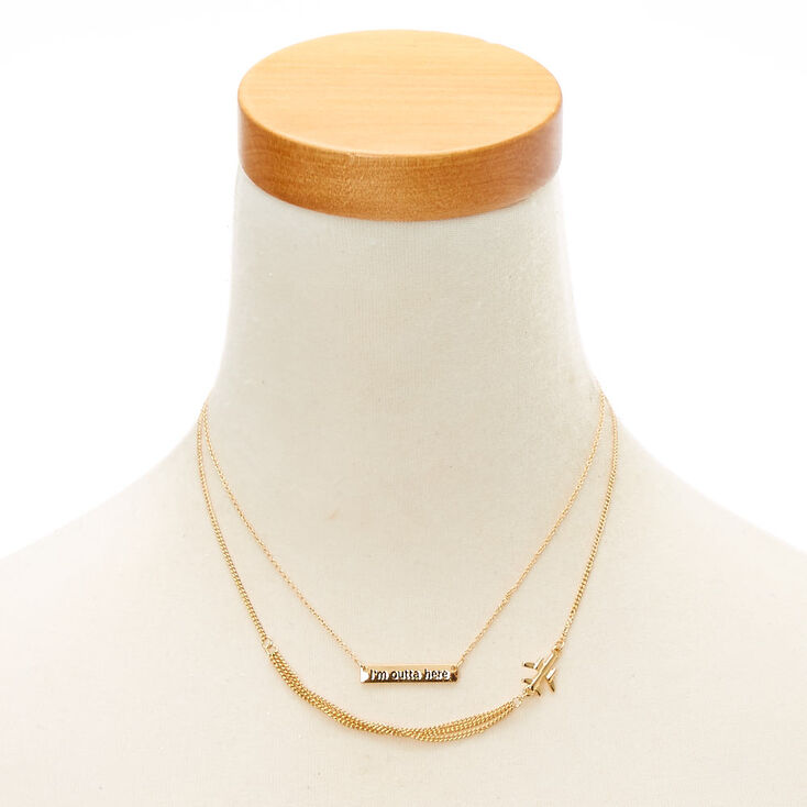 Gold-Tone I&#39;M OUTTA HERE Pendant Necklace,