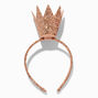 Claire&#39;s Club Rose Gold Glitter Crown Headband,