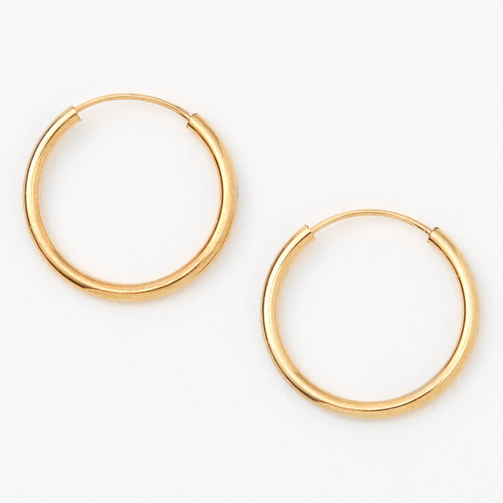 18kt Gold Plated 14MM Hoop Earrings | Claire's US