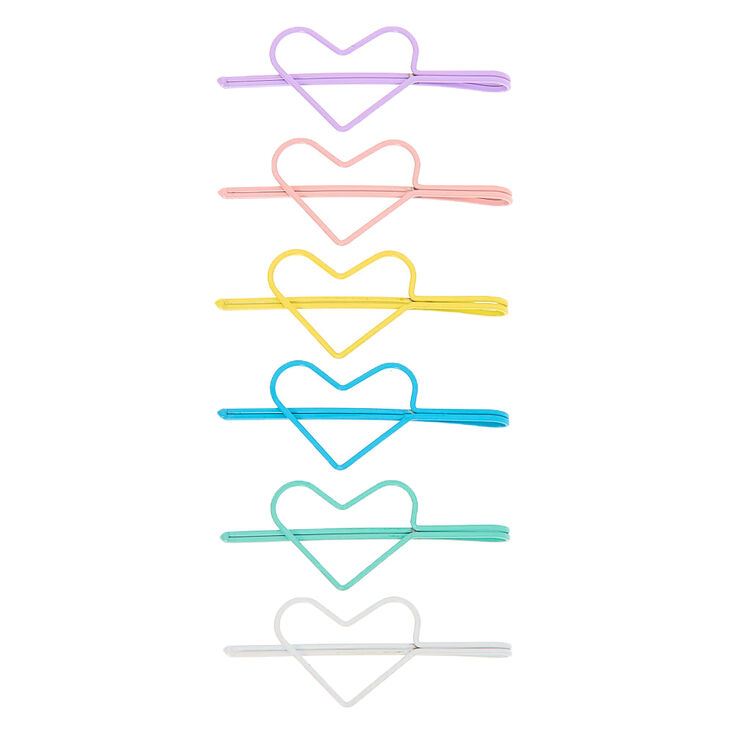 Pastel Heart Hair Pins - 6 Pack,