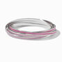 Silver-tone 5-in-1 Pink Glitter Bangle Bracelet,