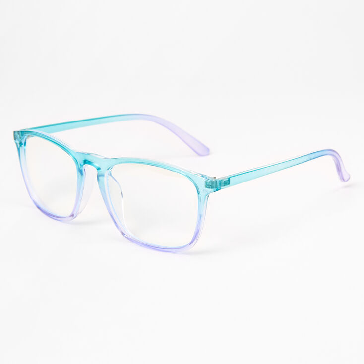 Lunettes avec d&eacute;grad&eacute; violet &agrave; verres transparents r&eacute;tro avec r&eacute;duction de la lumi&egrave;re bleue,