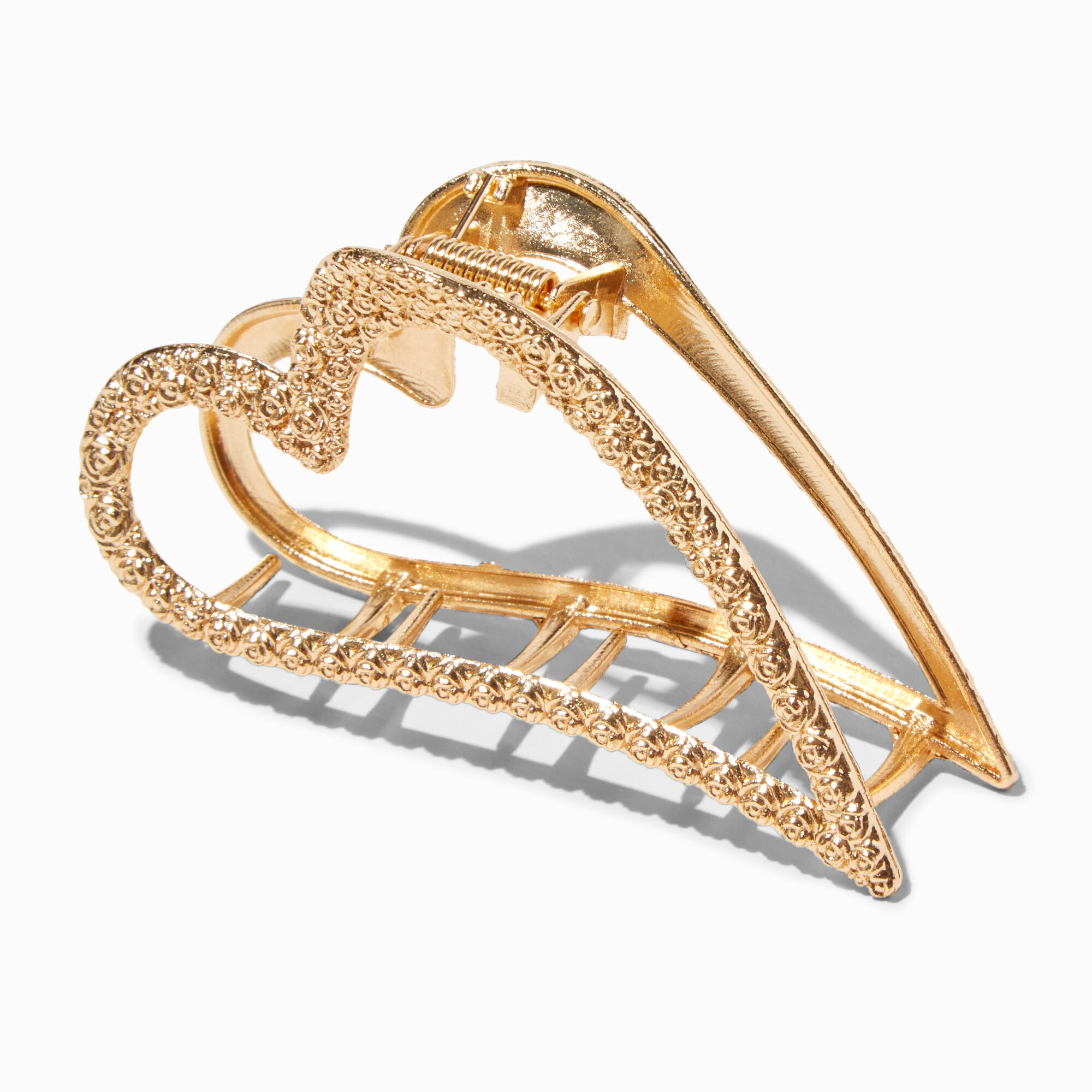 Open Heart Gold Hair Claw,