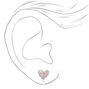 Silver-tone Pastel Heart Clip On Stud Earrings,