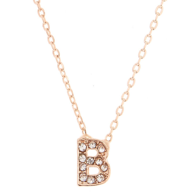 Rose Gold Studded B Initial Necklace | Claire's US