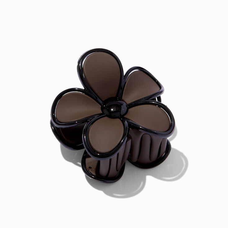 Brown &amp; Black Lined Flower Hair Claw ,
