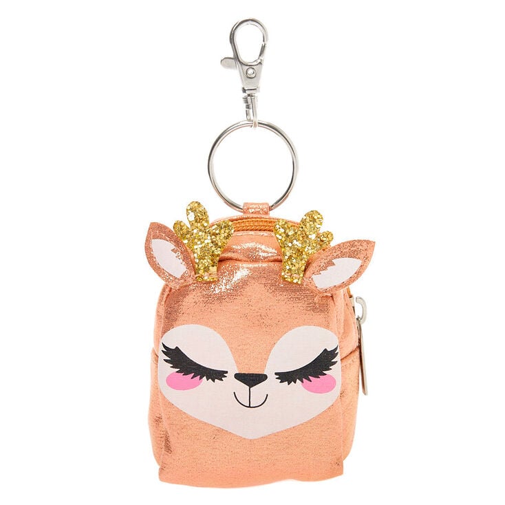 Claire's Porte-clés mini sac à dos rose Ginger le renne
