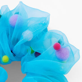 Giant Confetti Pom Blue Hair Scrunchie,