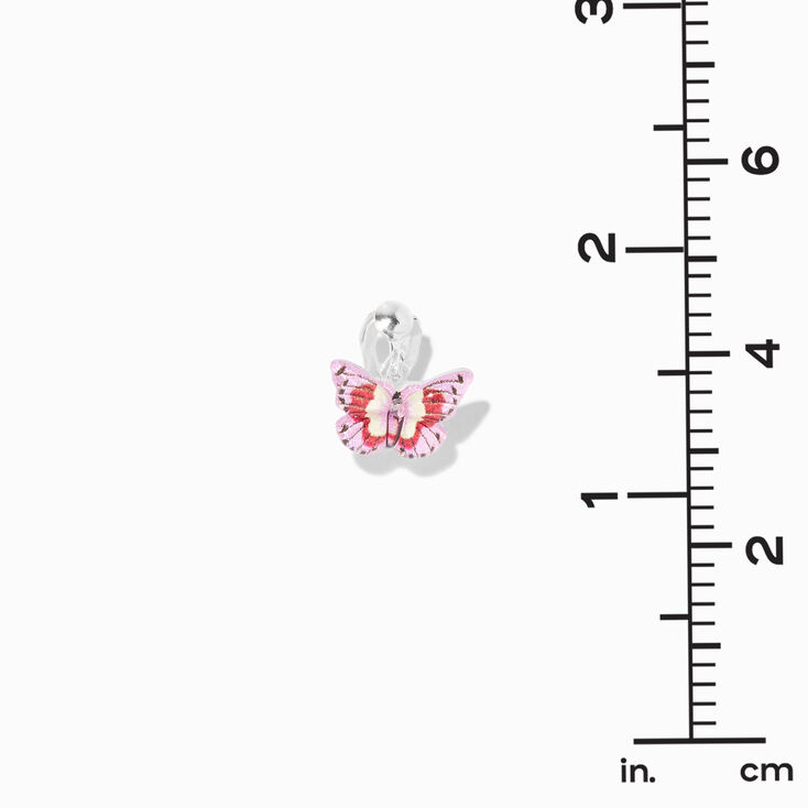Pink Butterfly 0.5&quot; Clip-On Drop Earrings,