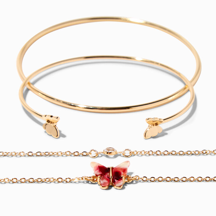 Gold Butterfly Bracelet Set - 4 Pack,