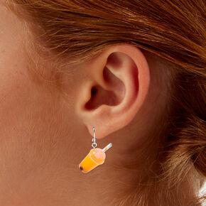 Orange Bubble Tea 1&quot; Drop Earrings,