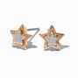 Mixed Metal Star Stud Earrings,
